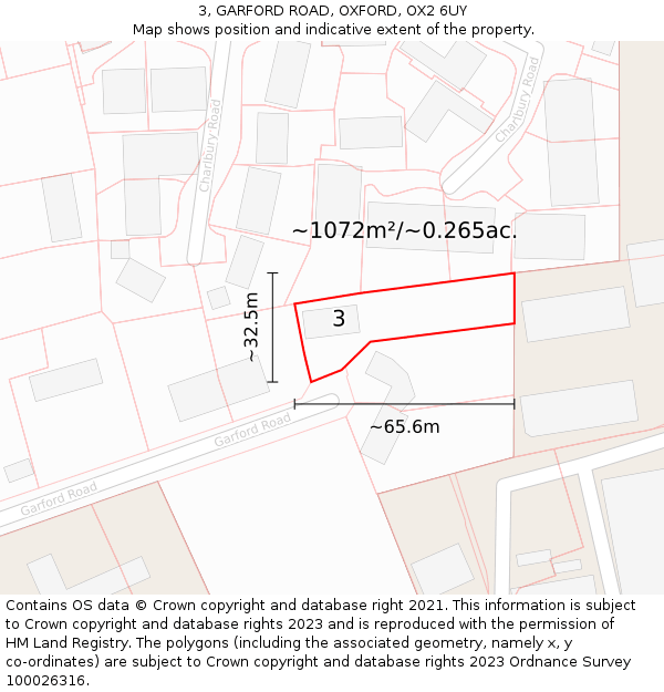3, GARFORD ROAD, OXFORD, OX2 6UY: Plot and title map