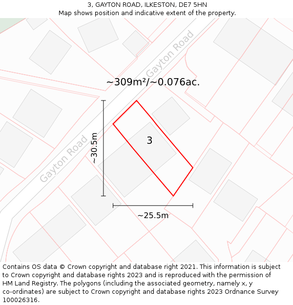 3, GAYTON ROAD, ILKESTON, DE7 5HN: Plot and title map