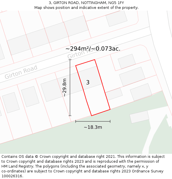 3, GIRTON ROAD, NOTTINGHAM, NG5 1FY: Plot and title map