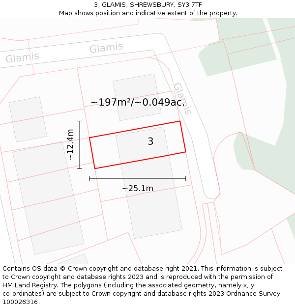 3, GLAMIS, SHREWSBURY, SY3 7TF: Plot and title map