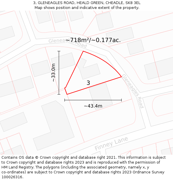 3, GLENEAGLES ROAD, HEALD GREEN, CHEADLE, SK8 3EL: Plot and title map