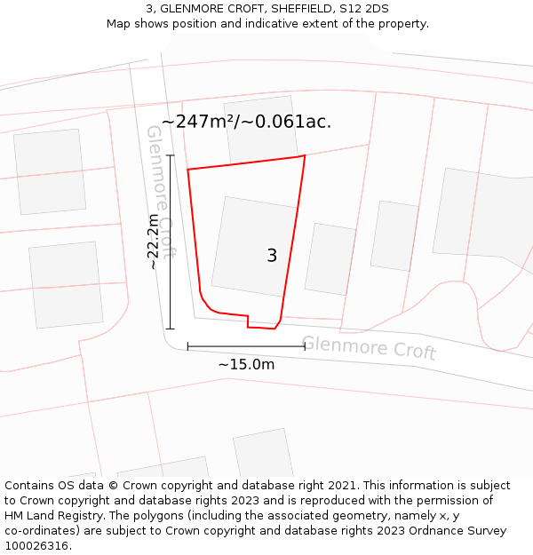 3, GLENMORE CROFT, SHEFFIELD, S12 2DS: Plot and title map