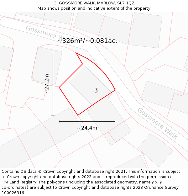 3, GOSSMORE WALK, MARLOW, SL7 1QZ: Plot and title map