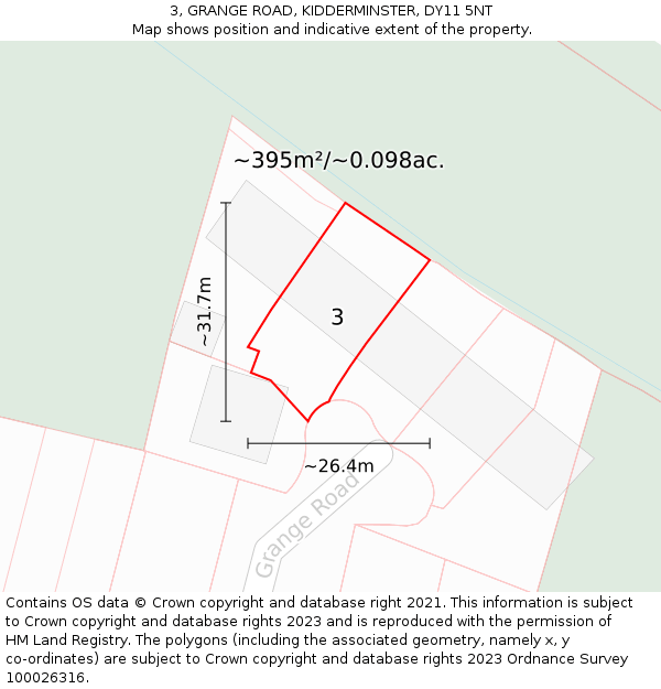 3, GRANGE ROAD, KIDDERMINSTER, DY11 5NT: Plot and title map