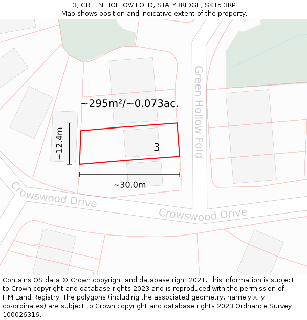 3, GREEN HOLLOW FOLD, STALYBRIDGE, SK15 3RP: Plot and title map
