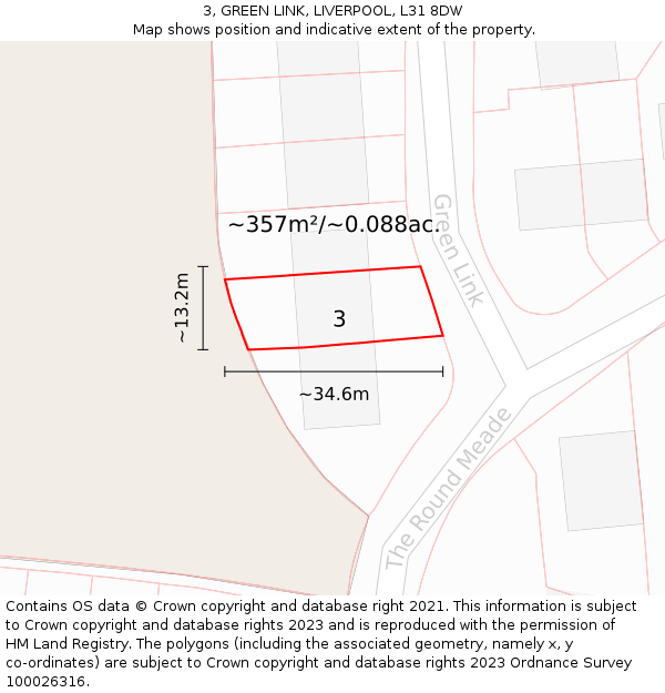 3, GREEN LINK, LIVERPOOL, L31 8DW: Plot and title map