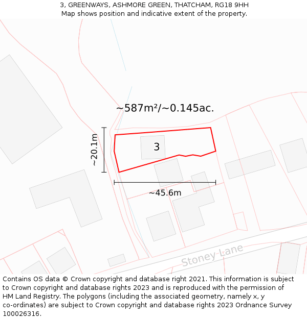 3, GREENWAYS, ASHMORE GREEN, THATCHAM, RG18 9HH: Plot and title map