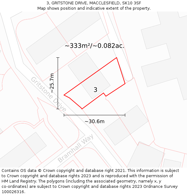 3, GRITSTONE DRIVE, MACCLESFIELD, SK10 3SF: Plot and title map