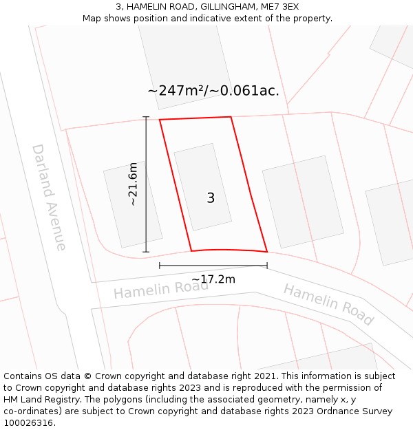 3, HAMELIN ROAD, GILLINGHAM, ME7 3EX: Plot and title map