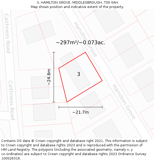 3, HAMILTON GROVE, MIDDLESBROUGH, TS6 0AH: Plot and title map