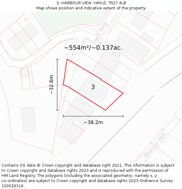 3, HARBOUR VIEW, HAYLE, TR27 4LB: Plot and title map