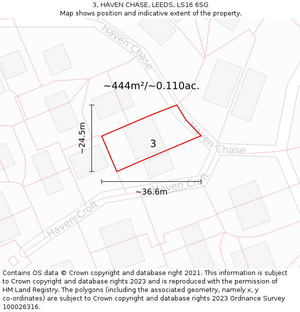 3, HAVEN CHASE, LEEDS, LS16 6SG: Plot and title map