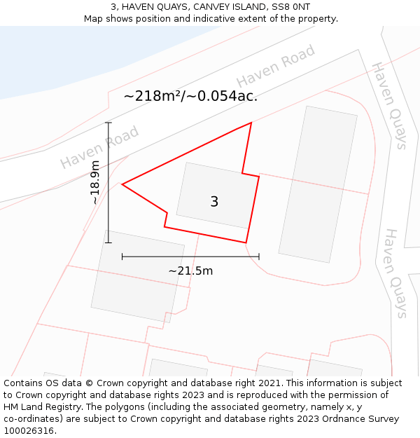 3, HAVEN QUAYS, CANVEY ISLAND, SS8 0NT: Plot and title map