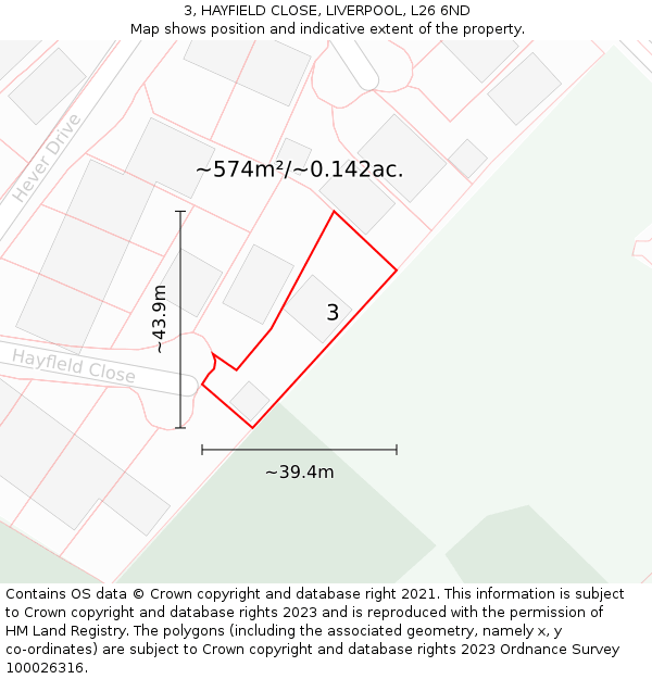 3, HAYFIELD CLOSE, LIVERPOOL, L26 6ND: Plot and title map