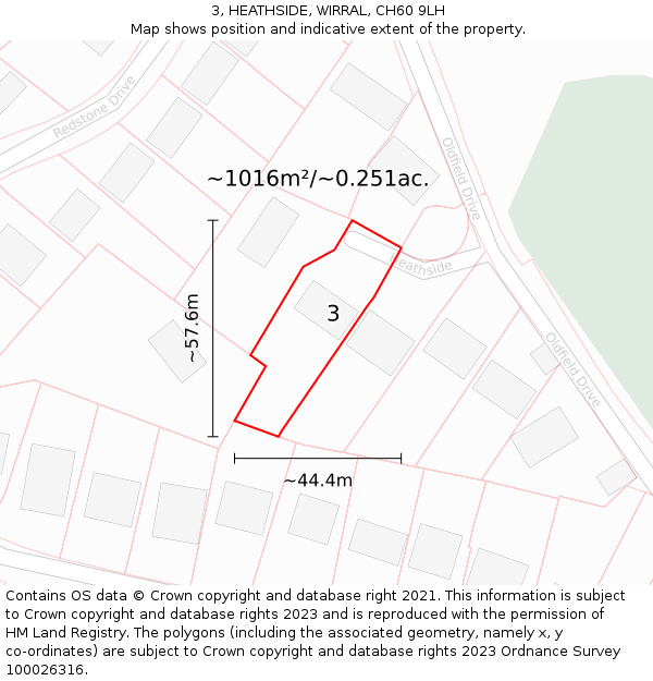 3, HEATHSIDE, WIRRAL, CH60 9LH: Plot and title map