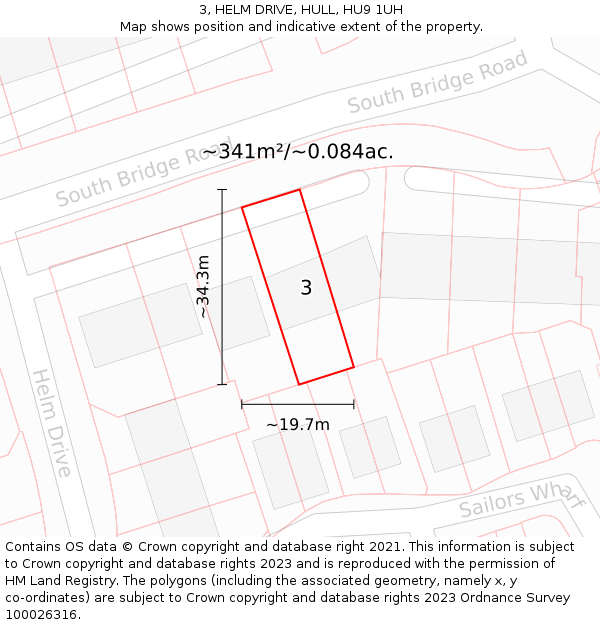 3, HELM DRIVE, HULL, HU9 1UH: Plot and title map