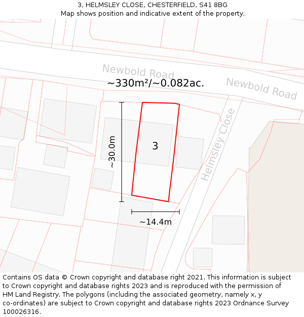 3, HELMSLEY CLOSE, CHESTERFIELD, S41 8BG: Plot and title map