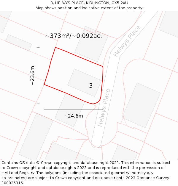 3, HELWYS PLACE, KIDLINGTON, OX5 2XU: Plot and title map