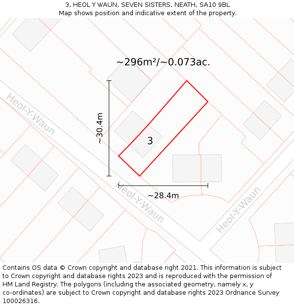 3, HEOL Y WAUN, SEVEN SISTERS, NEATH, SA10 9BL: Plot and title map