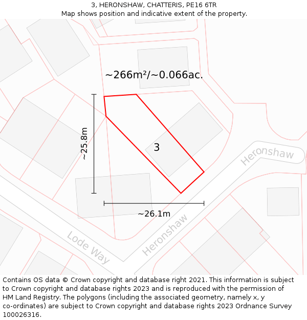 3, HERONSHAW, CHATTERIS, PE16 6TR: Plot and title map