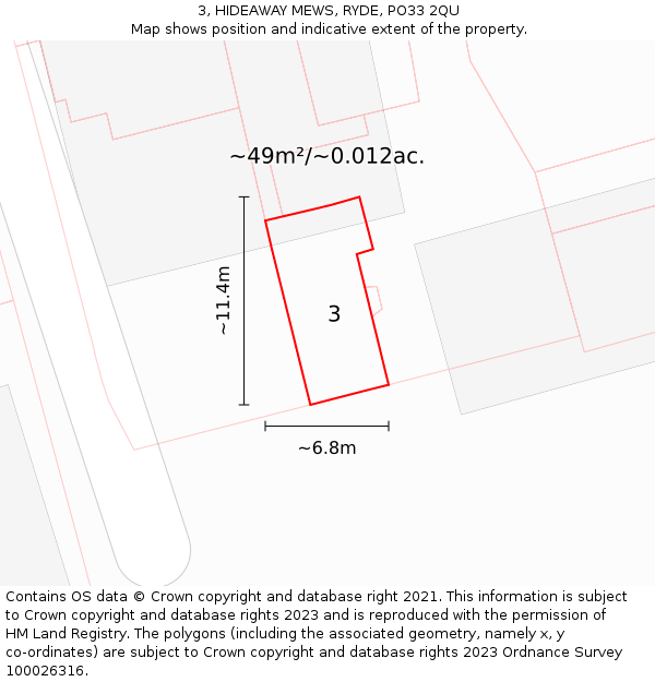 3, HIDEAWAY MEWS, RYDE, PO33 2QU: Plot and title map