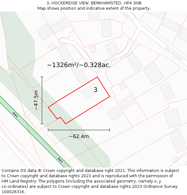 3, HOCKERIDGE VIEW, BERKHAMSTED, HP4 3NB: Plot and title map