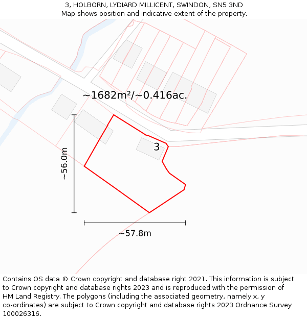 3, HOLBORN, LYDIARD MILLICENT, SWINDON, SN5 3ND: Plot and title map