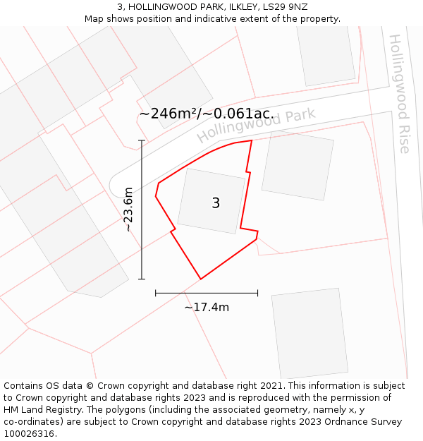 3, HOLLINGWOOD PARK, ILKLEY, LS29 9NZ: Plot and title map