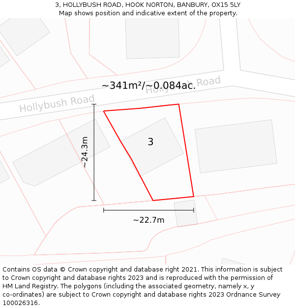 3, HOLLYBUSH ROAD, HOOK NORTON, BANBURY, OX15 5LY: Plot and title map