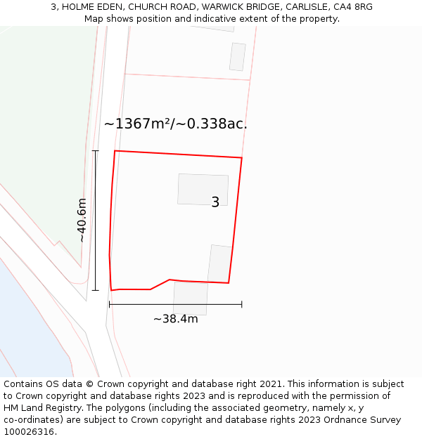 3, HOLME EDEN, CHURCH ROAD, WARWICK BRIDGE, CARLISLE, CA4 8RG: Plot and title map