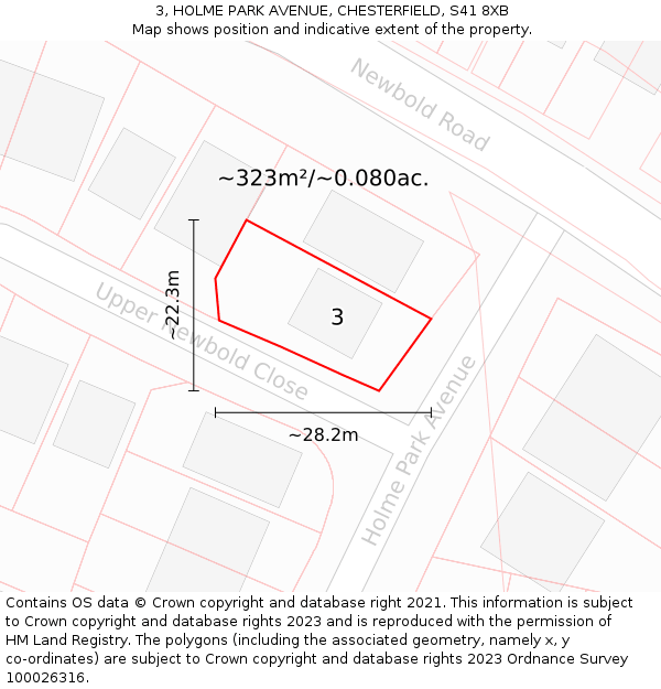 3, HOLME PARK AVENUE, CHESTERFIELD, S41 8XB: Plot and title map