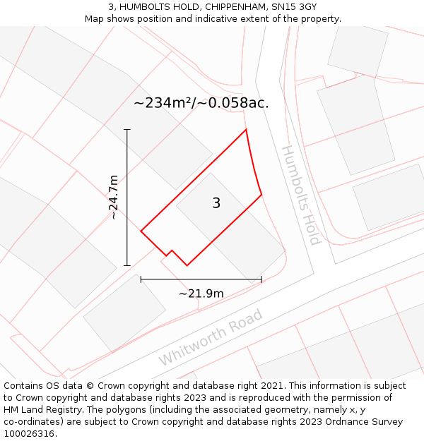 3, HUMBOLTS HOLD, CHIPPENHAM, SN15 3GY: Plot and title map