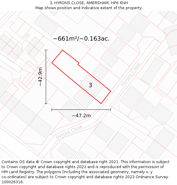 3, HYRONS CLOSE, AMERSHAM, HP6 6NH: Plot and title map