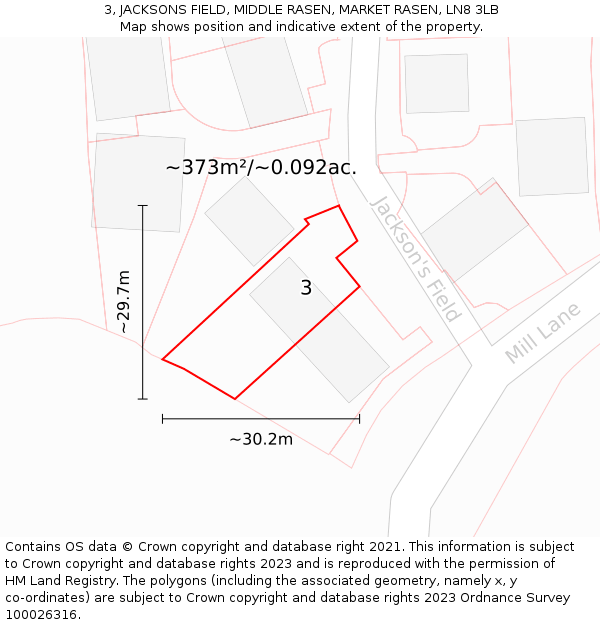 3, JACKSONS FIELD, MIDDLE RASEN, MARKET RASEN, LN8 3LB: Plot and title map