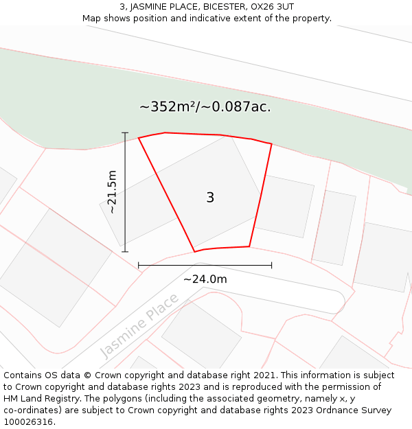 3, JASMINE PLACE, BICESTER, OX26 3UT: Plot and title map