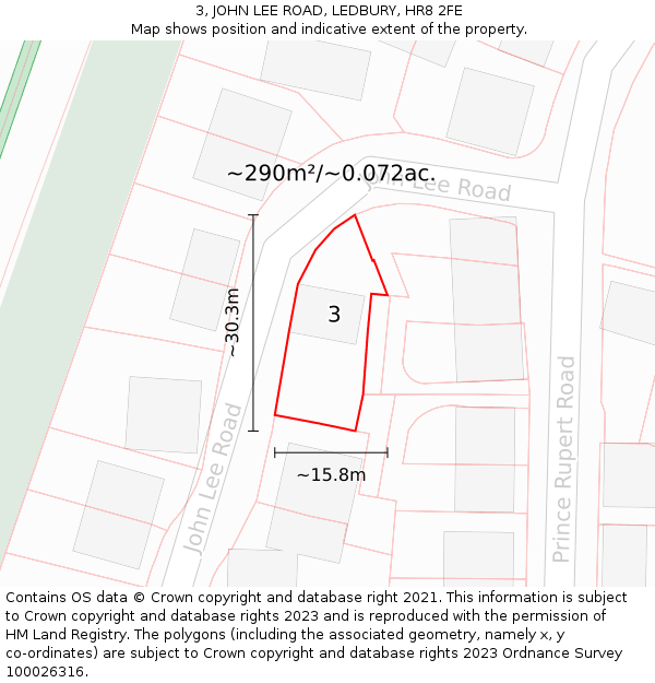 3, JOHN LEE ROAD, LEDBURY, HR8 2FE: Plot and title map