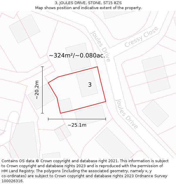 3, JOULES DRIVE, STONE, ST15 8ZS: Plot and title map