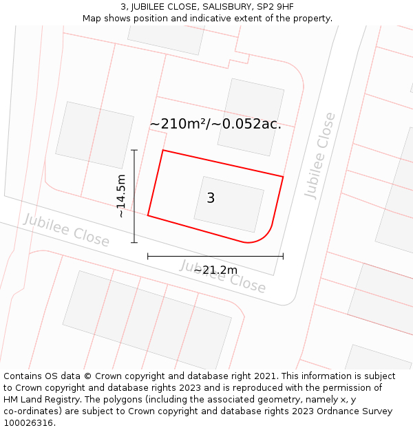 3, JUBILEE CLOSE, SALISBURY, SP2 9HF: Plot and title map