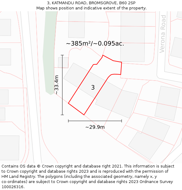 3, KATMANDU ROAD, BROMSGROVE, B60 2SP: Plot and title map