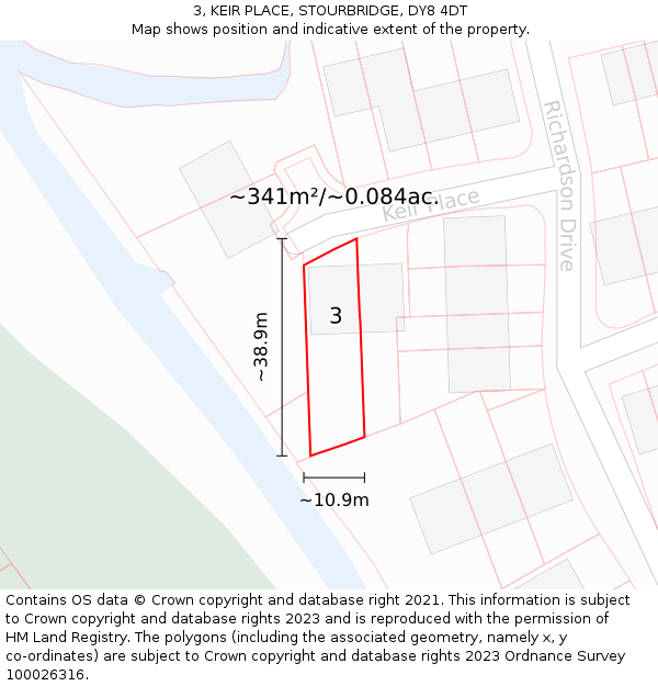 3, KEIR PLACE, STOURBRIDGE, DY8 4DT: Plot and title map