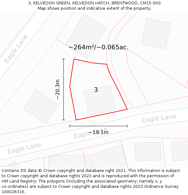 3, KELVEDON GREEN, KELVEDON HATCH, BRENTWOOD, CM15 0XG: Plot and title map