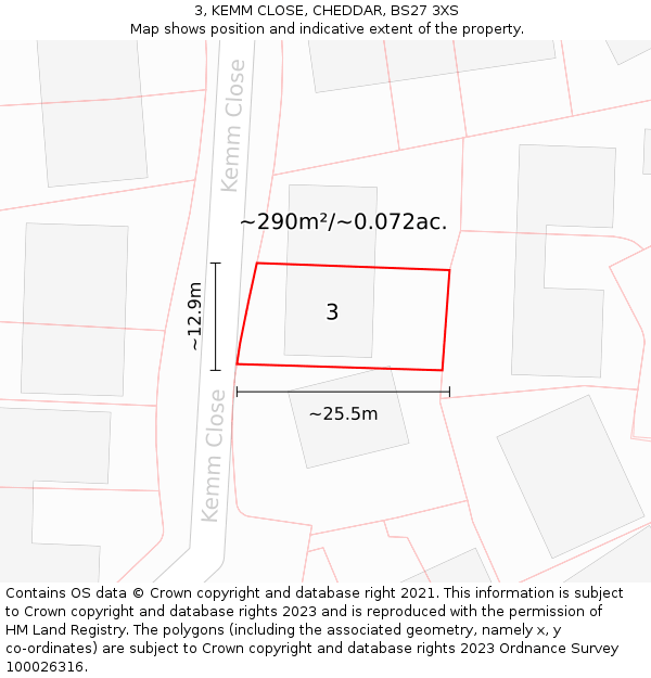 3, KEMM CLOSE, CHEDDAR, BS27 3XS: Plot and title map