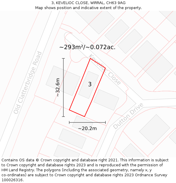 3, KEVELIOC CLOSE, WIRRAL, CH63 9AG: Plot and title map