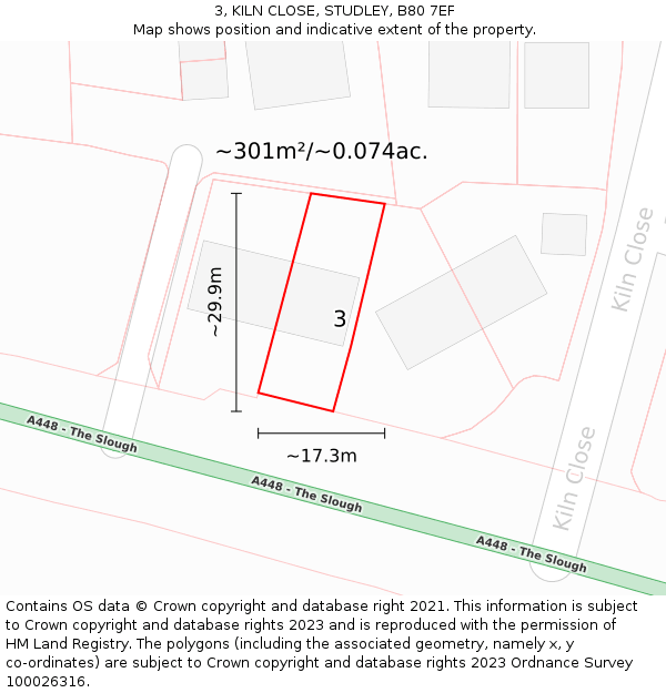 3, KILN CLOSE, STUDLEY, B80 7EF: Plot and title map