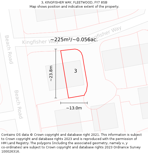 3, KINGFISHER WAY, FLEETWOOD, FY7 8SB: Plot and title map