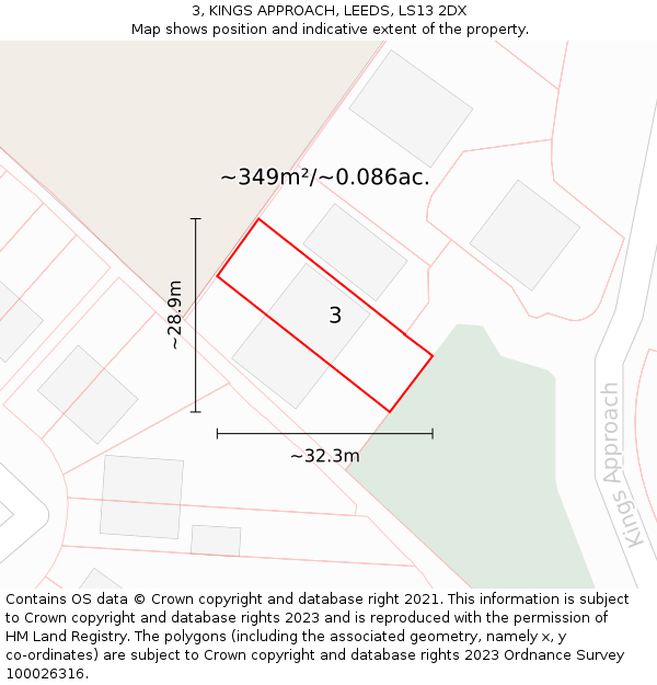 3, KINGS APPROACH, LEEDS, LS13 2DX: Plot and title map