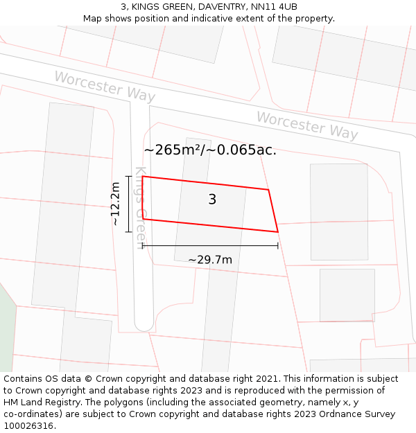 3, KINGS GREEN, DAVENTRY, NN11 4UB: Plot and title map