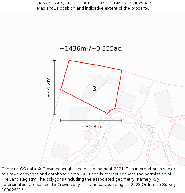 3, KINGS PARK, CHEDBURGH, BURY ST EDMUNDS, IP29 4TY: Plot and title map