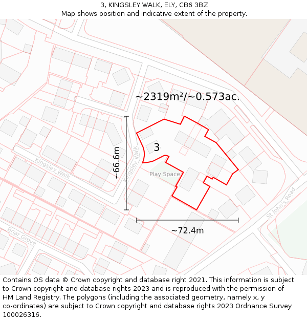 3, KINGSLEY WALK, ELY, CB6 3BZ: Plot and title map