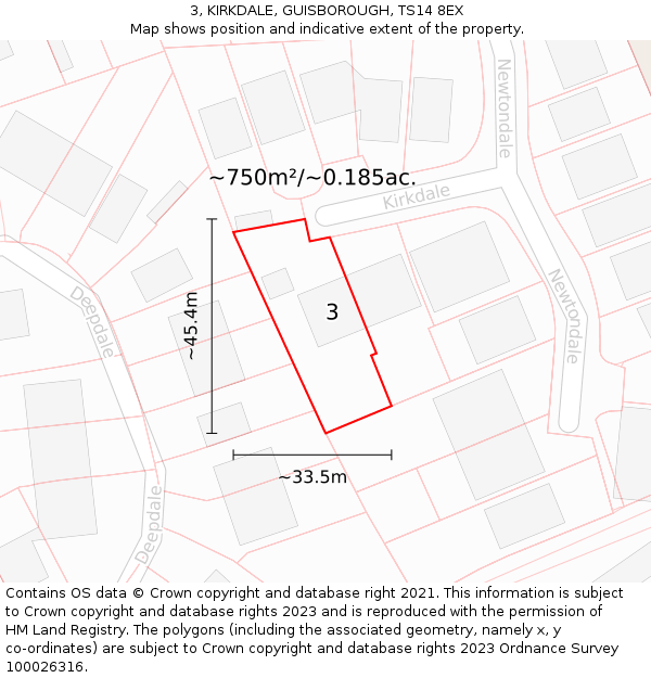 3, KIRKDALE, GUISBOROUGH, TS14 8EX: Plot and title map